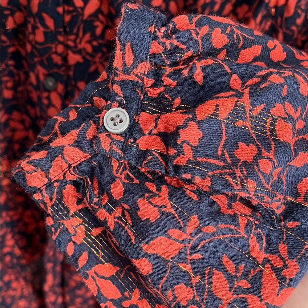 LOFT Rust Colored and Black Patterned Blouse - image 5